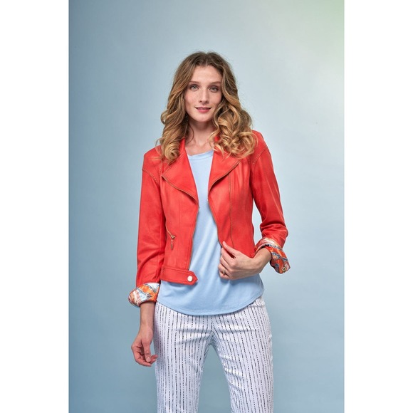 Women's Vegan Blazer Jacket Size 6 Orange Faux Leather Insight New York NWT